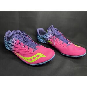 Saucony Track Shoes Womens Size 9 Pink Purple Spikes T&F Sprint Racing Cleats